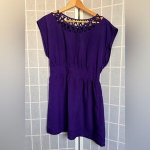 Forever 21 Purple Blouse with Cutout Neckline
